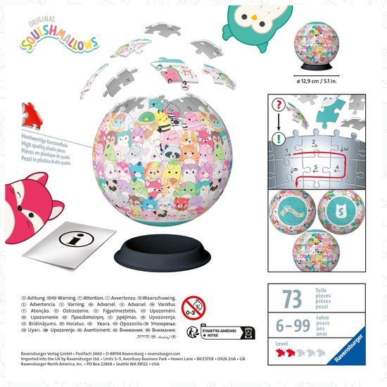 Ravensburger Squishmallows - 3D Puzzel - 72 Stukjes - Unisex - Vanaf 6 Jaar