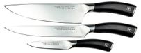 Ensemble de trois couteaux de cuisine : couteau de chef de 20 cm, couteau à découper de 20 cm, et couteau d'office de 10 cm