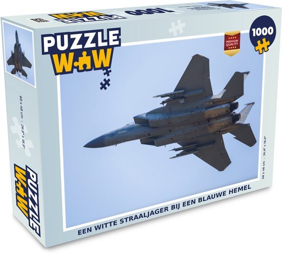 MuchoWow Puzzel Een witte straaljager bij een blauwe hemel - Legpuzzel - Puzzel 1000 stukjes volwassenen