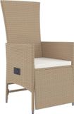 vidaXL 5-delige tuinset met kussens, beige, polyrotan