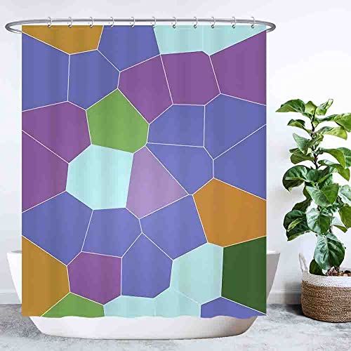 Ulticool Pentagon Douchegordijn - 180 x 200 cm - Lila/Oker Groen