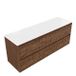 Saniclass Badkamermeubelset - 160x45x62.5cm - Torino solid surface topblad wit - zonder kraangat - 4 lades - mat walnut pure
