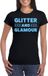 Bellatio Decorations Verkleed T-shirt dames - glitter and glamour - zwart - blauw glitter - carnaval L