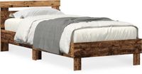 vidaXL Bedframe met hoofdeinde Oudhout 90 x 190 cm Bewerkt hout