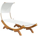 Lit de jardin avec auvent 100x200x126 cm bois courbé massif crème
