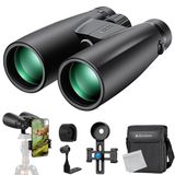 K&F Concept Verrekijker Volwassenen 12 * 50 HD Verrekijker Zwart BAK4 met mobiele telefoonhouder en statiefbevestiging voor vogels kijken, jagen, wandelen, bezienswaardigheden bekijken
