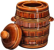 KOTARBAU® Fermentatiepot 3,2 L - Zuurkoolpot - met Deksel en Waterrand Keramische Fermentatiepot - Steengoed - Bruin