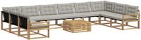 vidaXL - Dining loungeset - Acacia hout - Wit en lichtgrijs - 14 zitplekken