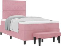 vidaXL Boxspring bed met hoofdeinde Roze 200 x 120 cm Fluweel