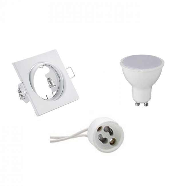 BES LED LED Spot Set - Trion - GU10 Fitting - Inbouw Vierkant - Mat Wit - 6W - Natuurlijk Wit 4200K - Kantelbaar 80mm