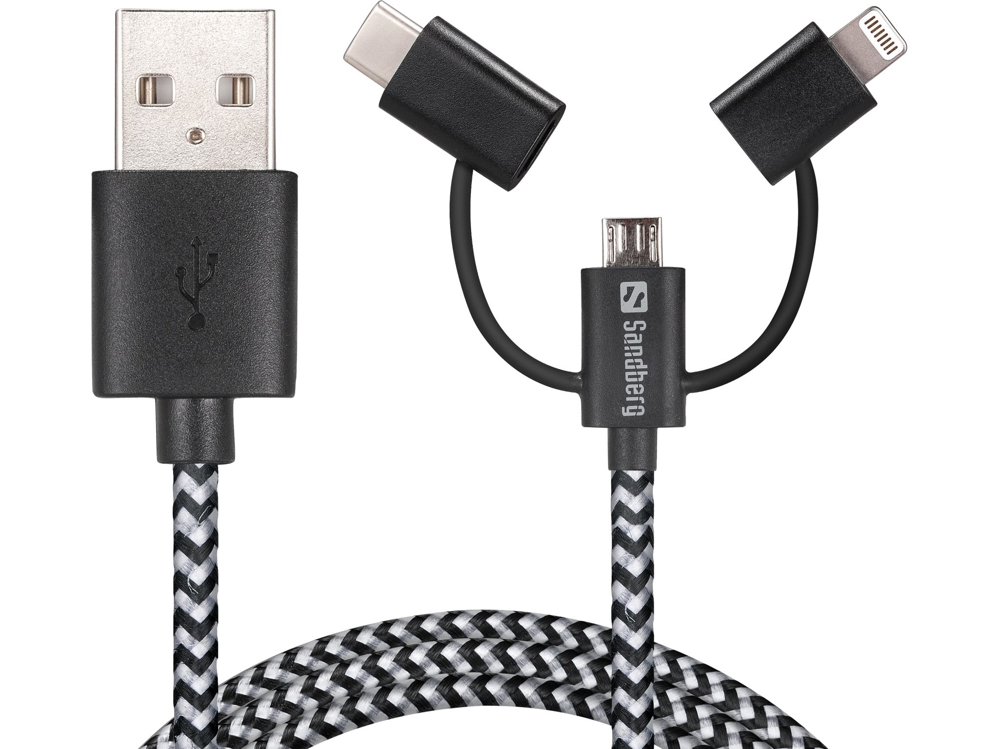 Sandberg 3in1 Lightning+MicroUSB+USB-C 1m - 441-01
