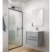 Saniclass Prime Essential Ensemble de meubles de salle de bain - 60x55x46cm - 1 lavabo ovale blanc - 1 trou de robinetterie - 2 tiroirs - miroir rectangulaire - greige mat (gris)