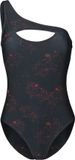 Black Premium by EMP Zwart zwempak met print en asymmetrische schouder - Dames - M