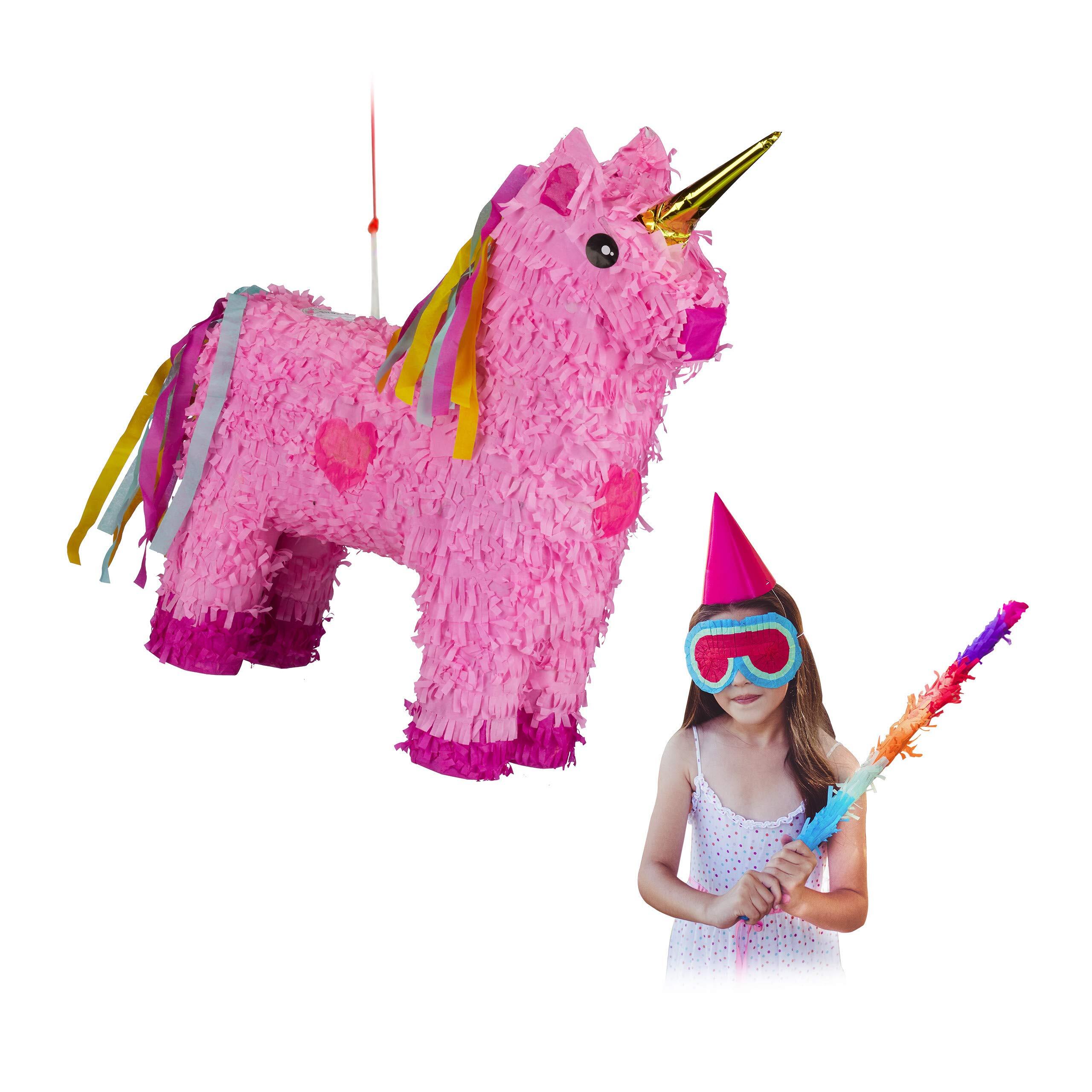 Relaxdays pinata eenhoorn roze - ophangen - voor kinderen zelf vullen - verjaardag unicorn