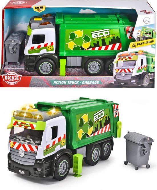 Dickie Toys Vuilniswagen - 26 cm - Groen
