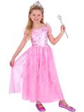 Smiffys Zoete Prinses Roze Kostuum voor Meisjes - Jurk, Tiara, Toverstaf - Maat S