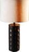 Lampe sur pied Afrikaanse avec abat-jour en lin, en style bois sculpté