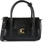 COCCINELLE Leren schoudertas handtas C-Me Lock Mini Bag Grained Leather Noir zwart