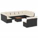 vidaXL Loungeset met Kussens, Poly Rattan, Zwart