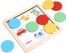 Jeu de tri des couleurs - Jeu éducatif avec 8 disques colorés - 5 cartes modèles et cadre en bois pour promouvoir la reconnaissance des couleurs