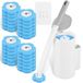 Brosse à toilettes jetable - Lot de 24 recharges - Manche extensible 40 cm - Nettoyant - Avec support