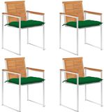 vidaXL Fauteuils de jardin 4 pièces avec coussins bois d'acacia massif vert