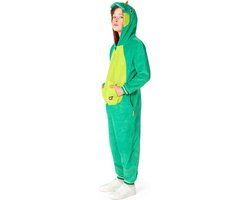OppoSuits Dino Onesie Kids - Unisex - Dinosaurus Fleece Jumpsuit - Groen - Maat: M