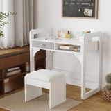 StarTech Bureau voor kinderen met stoel - Ergonomische set - Hoogte verstelbaar - Met lade en opbergruimte - Houten frame - Geschikt voor kinderen van 3 tot 8 jaar - Wit
