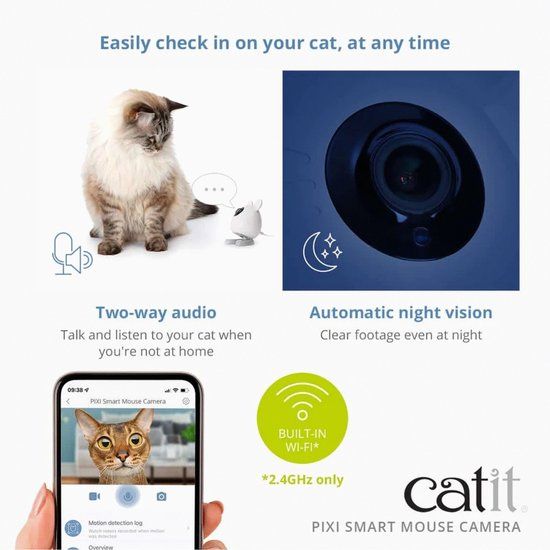 Catit Pixi Smart Mouse Camera - White - Cat Toy