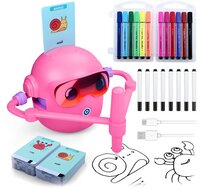 MMOBIEL Tekenrobot voor Kinderen - Interactief Educatief Speelgoed met 100 Tekenkaarten, Stembegeleiding, 12 Kleurstiften & USB-C Oplaadbare Batterij - Creatief Cadeau voor 3-9 Jaar - Roze
