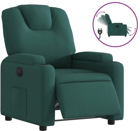 vidaXL Fauteuil Elektrisch Verstelbaar Stof Donkergroen