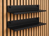 Vleugel Wandplank voor Akoestische Panelen - 50 cm - 2 Stuks - Zwart Metaal - Zonder Boren - Universeel 10-18 mm