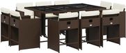 vidaXL 11-delige Tuinset met Kussens Poly Rattan Bruin