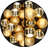 Decoris Kaemingk B.V. 28x stuks kunststof kerstballen goud 4 en 6 cm