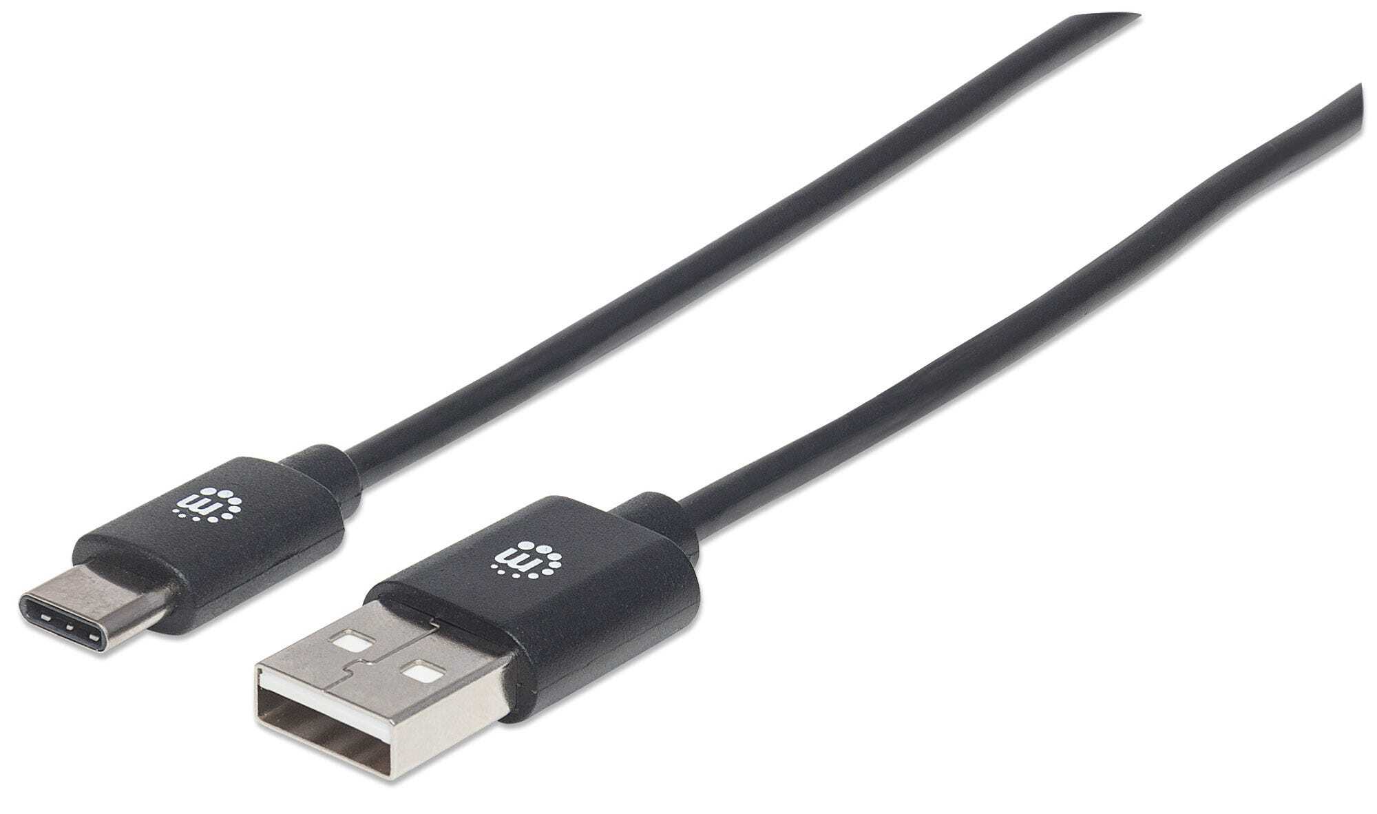 MANHATTAN USB-C to USB-A Cable, 50cm, 480 Mbps, Male to Male, Black, Polybag