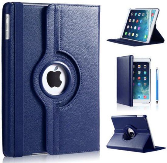 iPad Air 2019 hoes 360 graden donker blauw leer - 8719874796743
