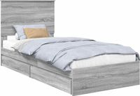 vidaXL Opbergbed Grijs Sonoma 90 x 190 cm Bewerkt Hout