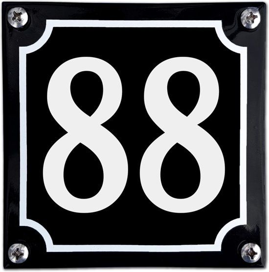 EmailleDesign® Zwart emaille huisnummer - 88