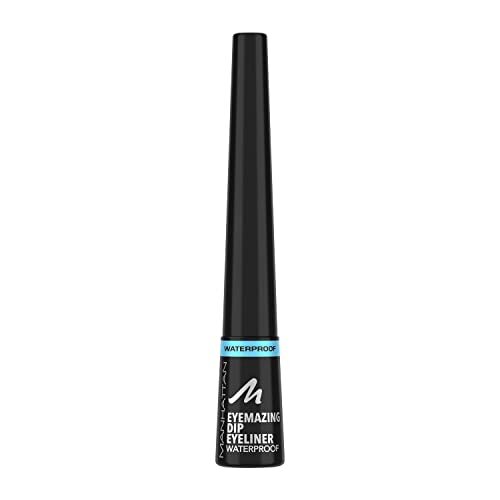MANHATTAN Eyemazing Dip Eyeliner Fb. 001 Black WP, waterdichte eyeliner, sterk gepigmenteerd, mat-zwarte afwerking, 7 ml