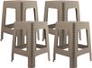 Plasticforte Tabouret d'appoint - Set de 4 - Rotan Line - Taupe - Plastique - 36 x 36 x 45 cm