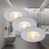 B.K.Licht Briloner Leuchten LED-inbouwlampen, set van 3, 5W, 460 lumen, 3000K, IP44, mat chroom