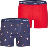 Happy Shorts Heren Boxershorts Kerst 2-Pack Donkerblauw/Rood - Maat L