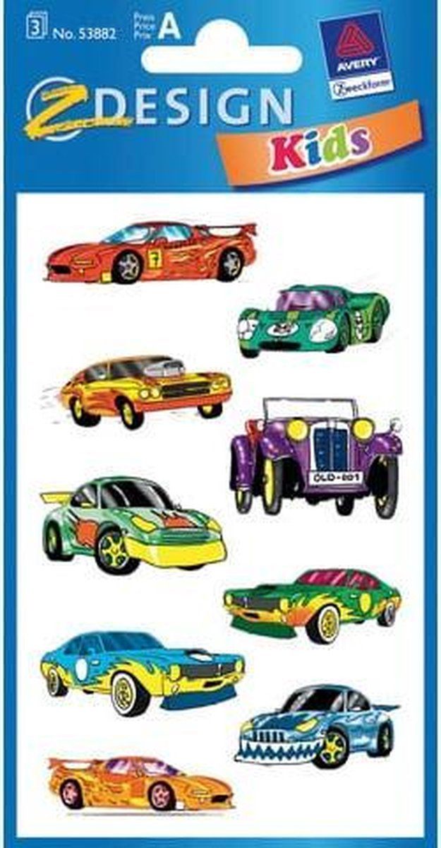 Avery Z-design Kids Papieretiket - auto's - pakje a 3 vel