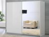 Armoire SALSA blanc laqué 2 portes coulissantes 263 cm portes blanc laqué/miroir