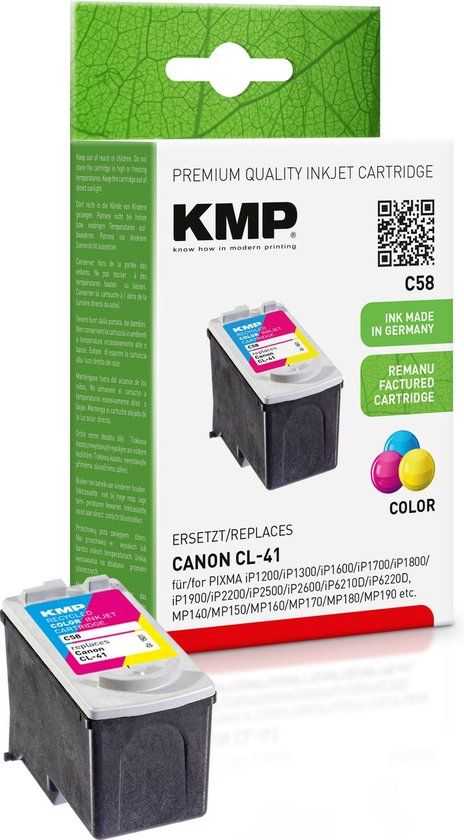 KMP C58 Inktcartridge Compatibel Kleur (Cyaan, Magenta, Geel) 12ml - Vervangt Canon CL-41