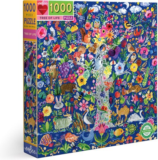 Eeboo Stuk en Liefde Boom van het Leven 1000 stuk vierkante volwassen puzzel