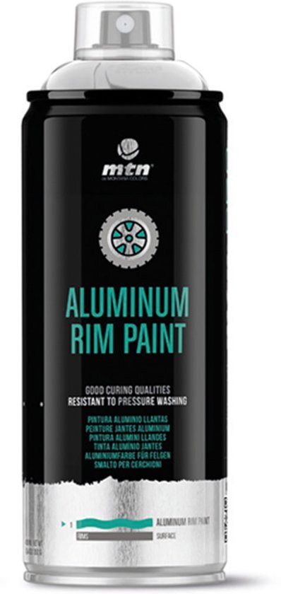 Montana-Colors MTN Aluminium Velgenlak - 400ml spuitverf uitermate geschikt voor het spuiten van allerlei soorten machines, evenals voor ijzeren constructies