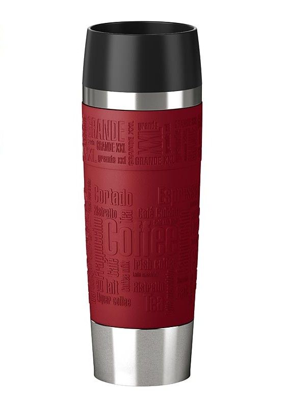 EMSA TRAVEL MUG Grande - Black, Red, Stainless Steel - 500ml - Insulated Travel Mug