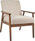 Beliani ESRUM Fauteuil Beige Polyester/Rubberhout