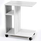 BAKAJI Salontafel voor koffiedeur, zijslaapbank, met boekenkast en witte wieltjes, van hout, medium